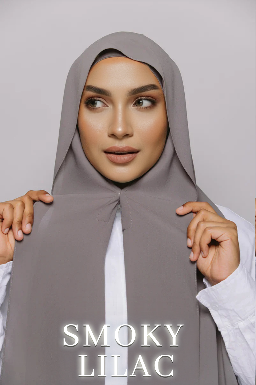 grey premium chiffon instant hijab sewn undercap matching color