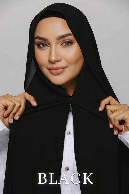 black premium chiffon hijab with build in magnets matching undercap