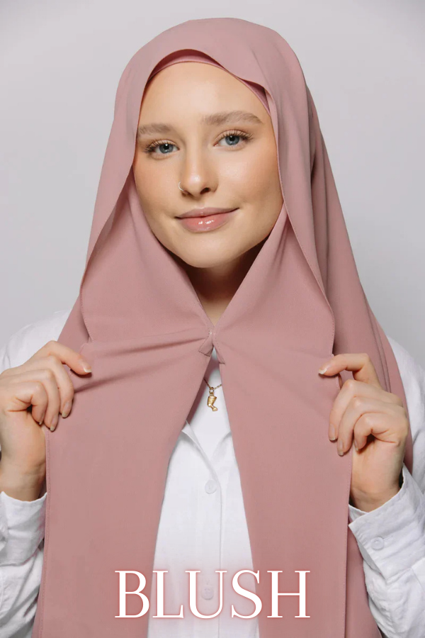 Premium Instant Chiffon hijab build in magnets in pink