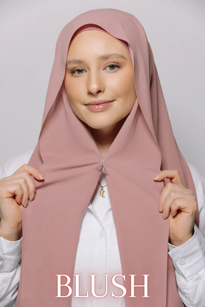 Premium Instant Chiffon hijab build in magnets in pink