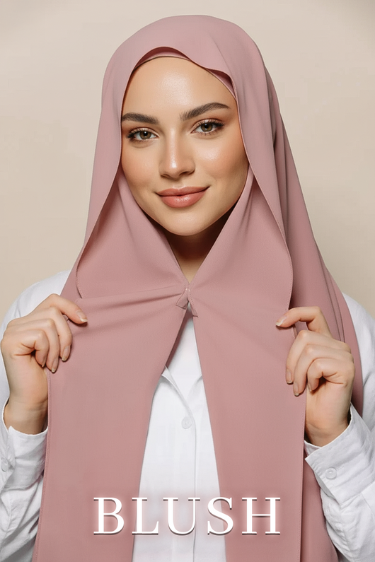Premium Instant Chiffon hijab build in magnets in pink