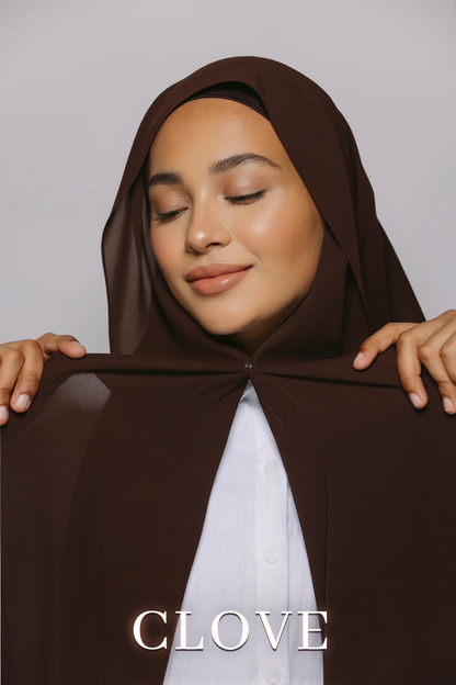 brown hijab build-in magnets chiffon