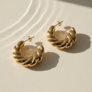 Nayla™ Sculpted Gold Hoops