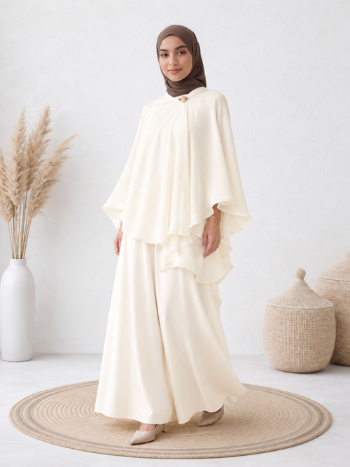 Elara™ Abaya Pleated Cape Set