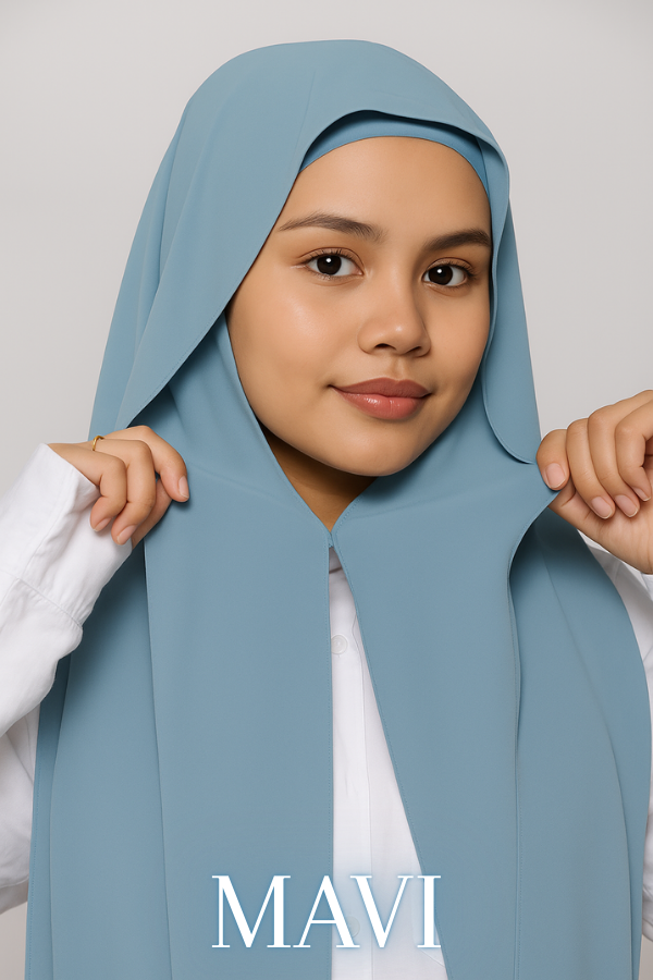 blue chiffon hijab premium
