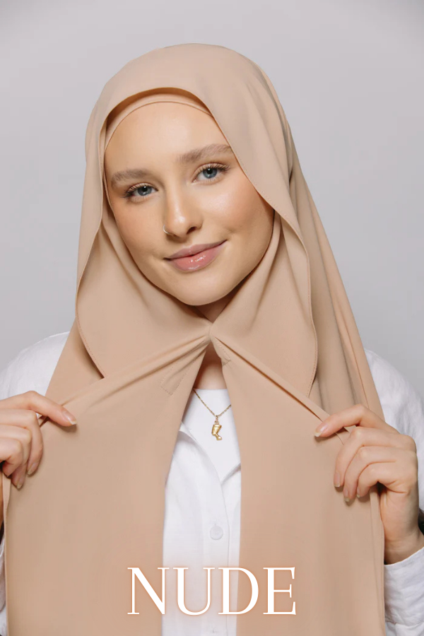 beige nude hijab chiffon premium instant with build in magnets