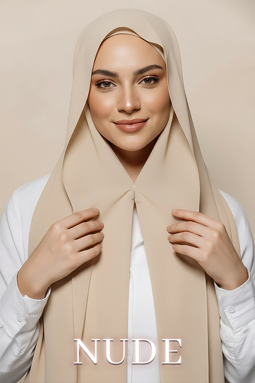 Chiffon Hijab with Built-In Magnets & Sewn Matching Undercap Instant NurAmira