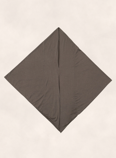 Nasma Instant Airy Jersey Hijab in Mocha brown shade, laid flat showing diamond shape