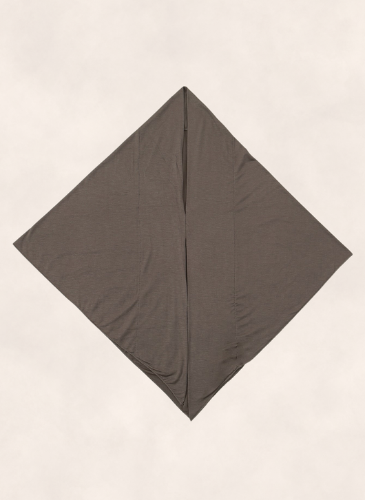 Nasma Instant Airy Jersey Hijab in Mocha brown shade, laid flat showing diamond shape