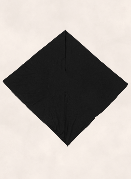 Nasma Instant Airy Jersey Hijab in Noir black shade, laid flat showing diamond shape