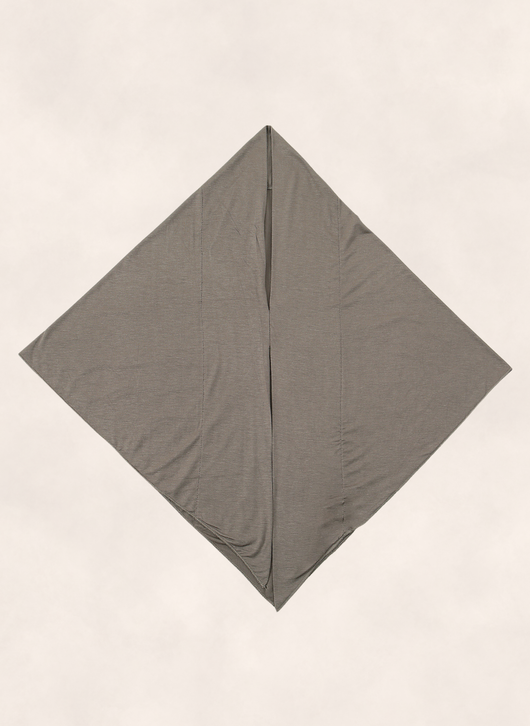 Nasma Instant Airy Jersey Hijab in Taupe shade, laid flat showing diamond shape