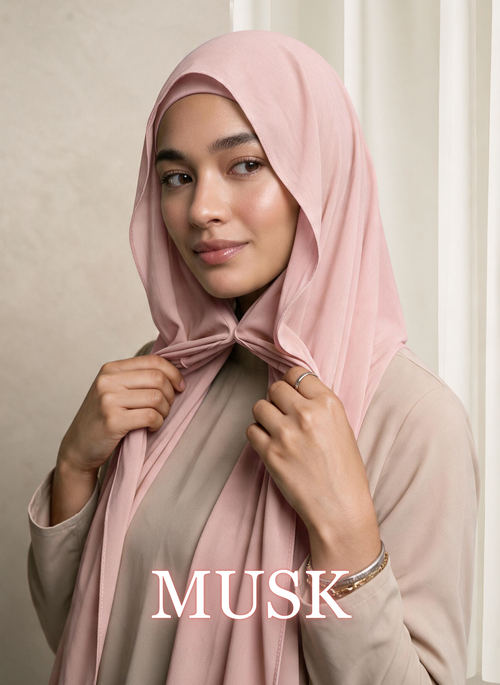 Chiffon Hijab with Built-In Magnets & Sewn Matching Undercap Instant NurAmira
