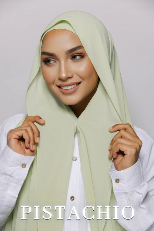 Chiffon Hijab with Built-In Magnets & Sewn Matching Undercap Instant NurAmira