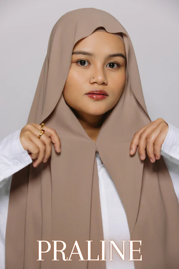 beige brown hijab chiffon premium instant